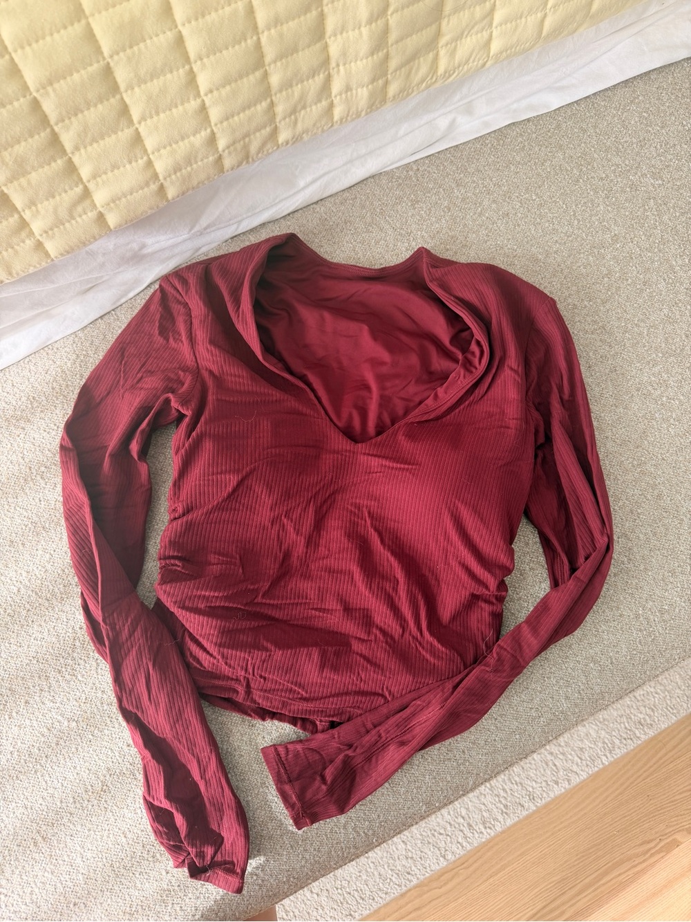 lululemon athletica Ribbed V-Neck Long Sleeve Top - Burgundy